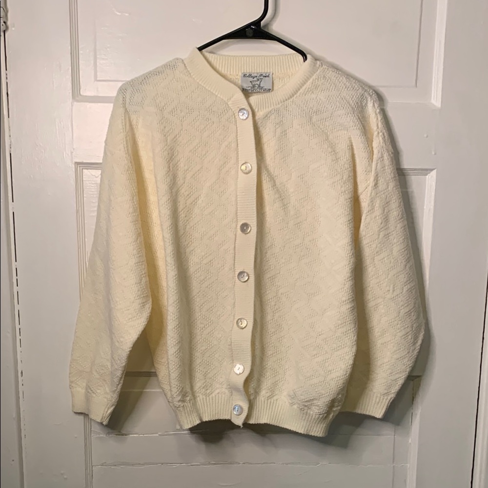 Cream Knit Cardigan Sweater